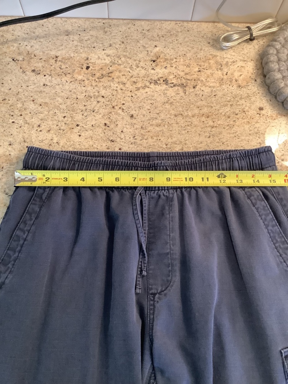 Old Navy Blue Cargo Pants - Elastic Waist Drawstring Wide Leg Size Medium - Picture 6 of 8
